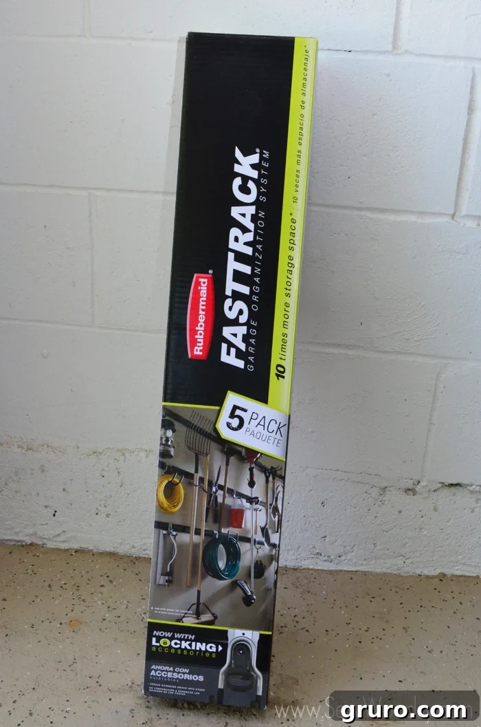 Before and after transformation of a garage corner with Rubbermaid FastTrack storage