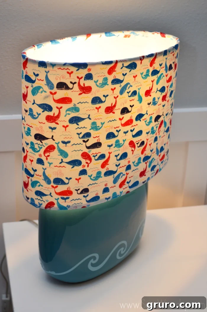 Full view of the personalized nursery lamp