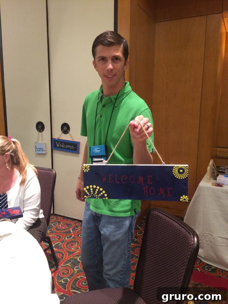 Jon's completed sign for veterans made with The Home Depot at Haven Conference.