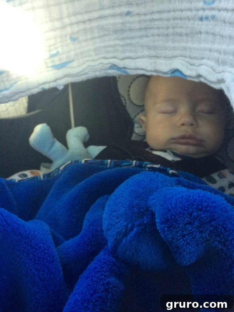 Sleeping baby Ryder during the car ride to Haven Conference.
