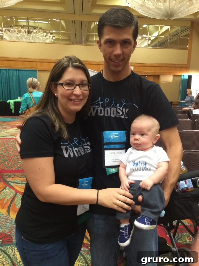 The Woodsy Family proudly wearing their Sew Woodsy branded shirts at Haven Conference.
