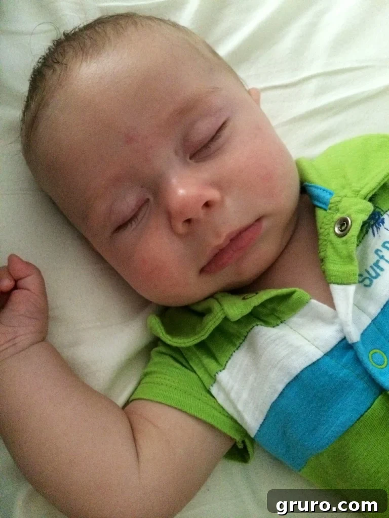 Adorable close-up of baby Ryder's sweet, doll-like face while sleeping peacefully