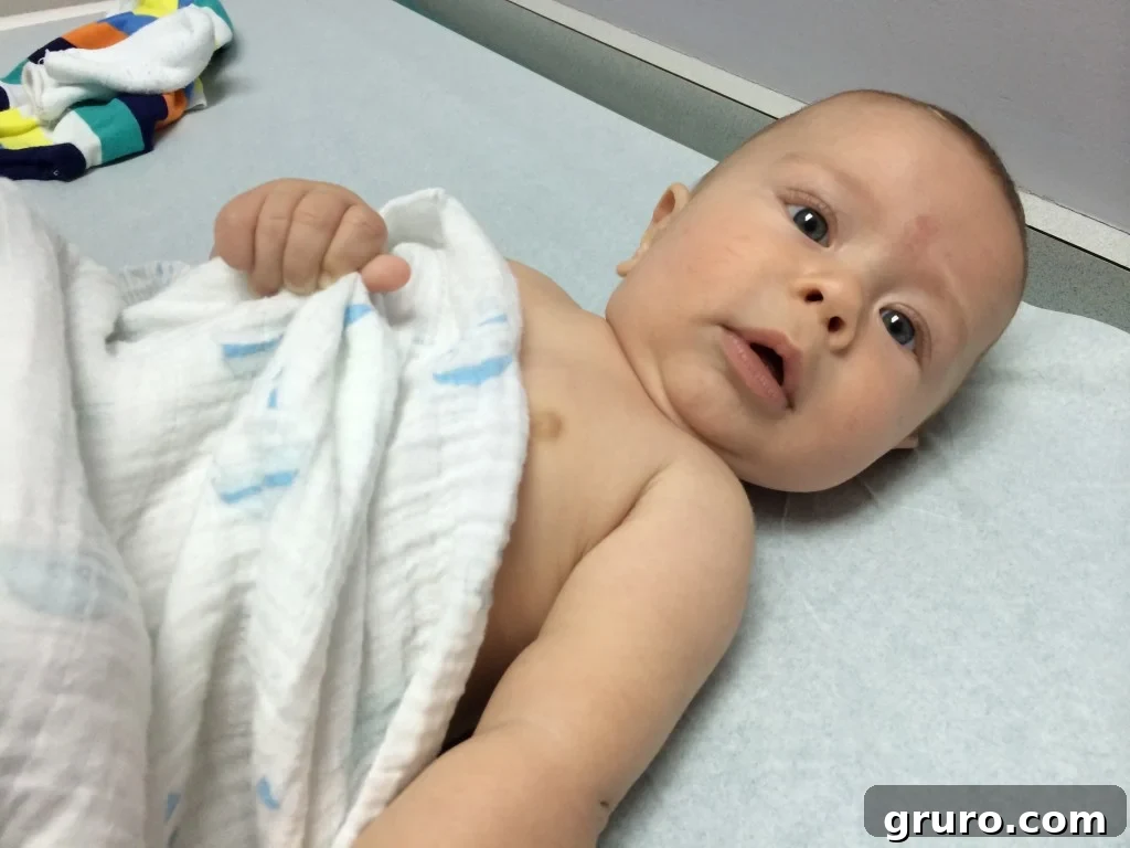 Ryder's 4-month well-baby check-up, showcasing healthy growth and development
