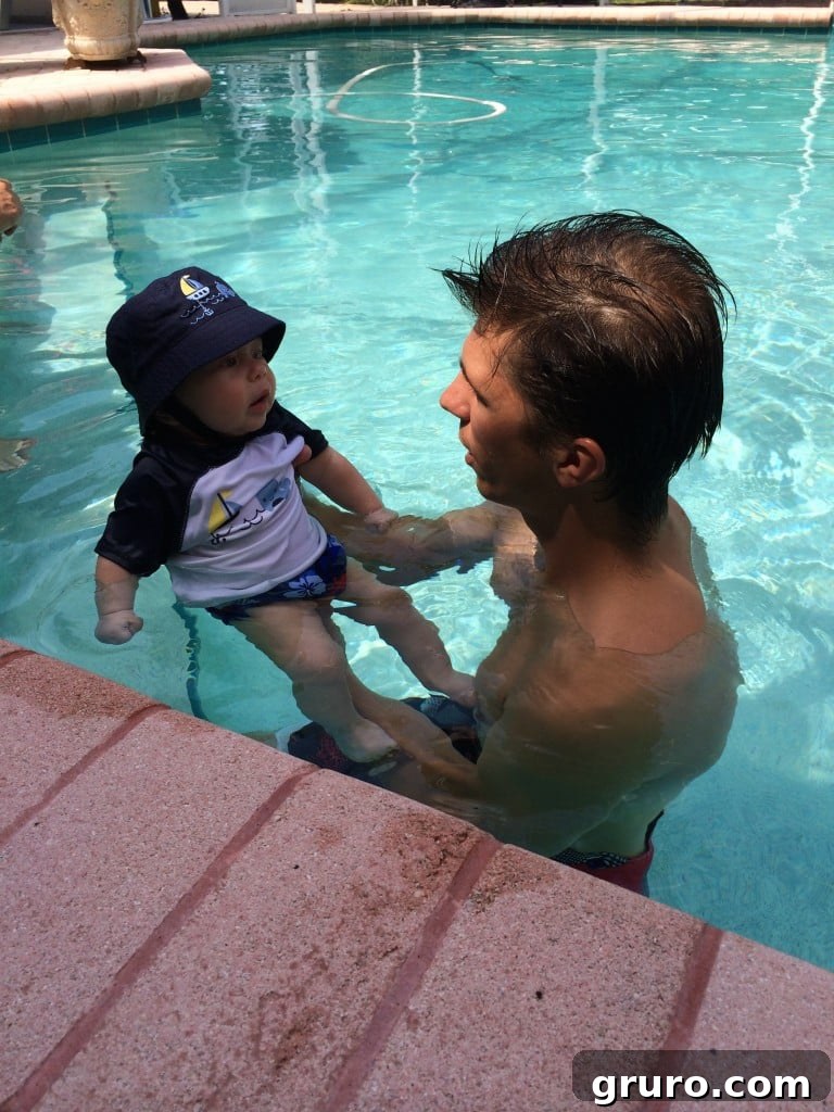 Baby Ryder enjoying his Sunday swimming lesson at his grandparents' house