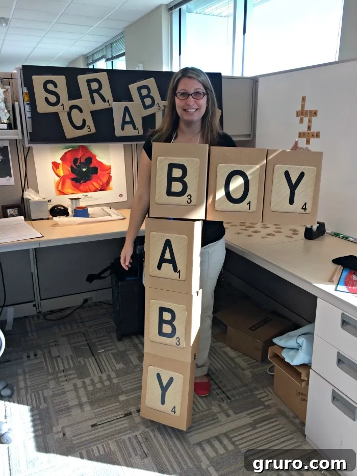 Letter-Perfect Scrabble Showstopper 7 DIY Scrabble Costume - A Unique Pregnant Halloween Costume Idea