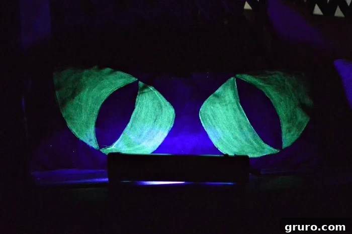 Pillows with glow-in-the-dark monster faces and text that says 'GLOW IN THE DARK MONSTER PILLOWS'.