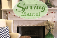Spring Mantel Pom Poms and Greenery