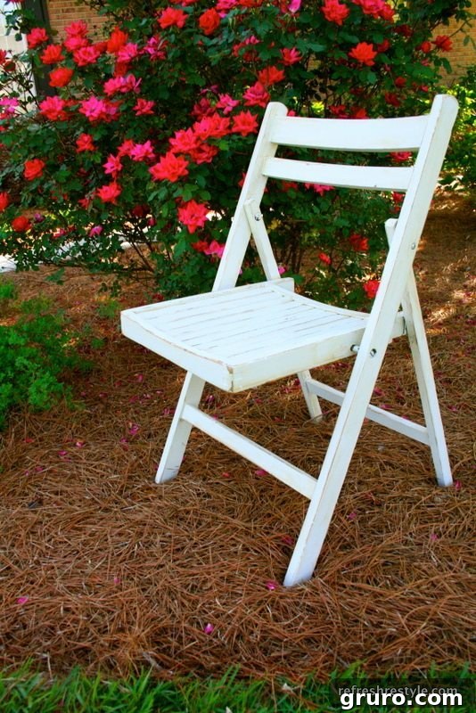 White Painted Folding Chair White painted folding chair, a classic and safe furniture makeover