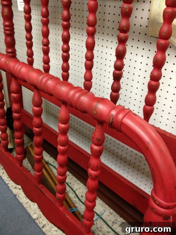 Finished furniture piece painted with Tricycle Red Miss Mustard Seed Milk Paint