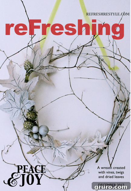 A close-up of a completed natural winter wreath, showcasing its intricate details.