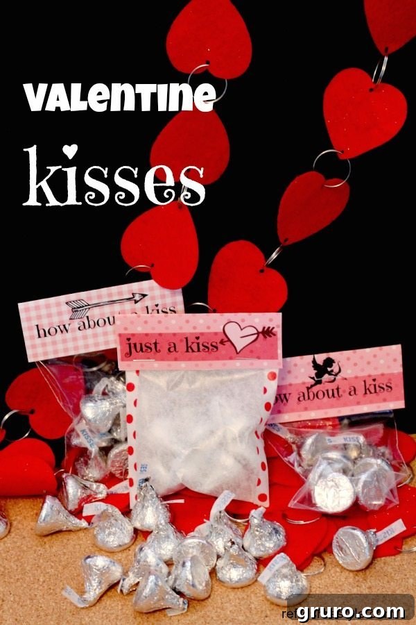 Valentine's Day Kisses printables are perfect for DIY gift giving at parties