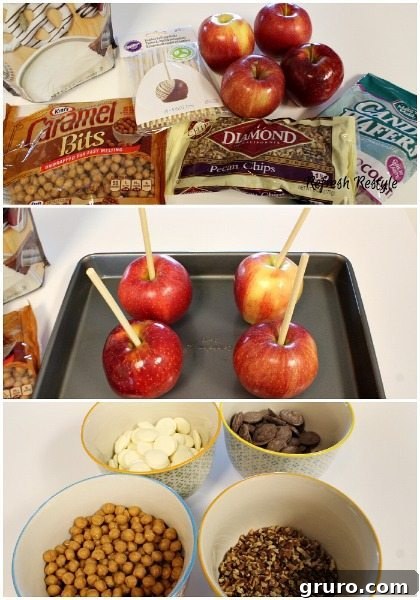 Collection of Freshly Dipped Chocolate Caramel Apples