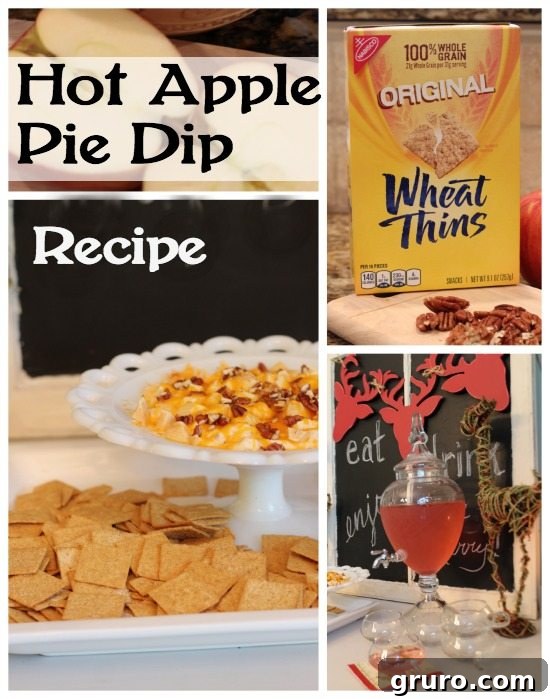 Effortless Holiday Hosting 5 Close-up of Hot Apple Pie Dip in a pie plate, ready to be served with Wheat Thins.