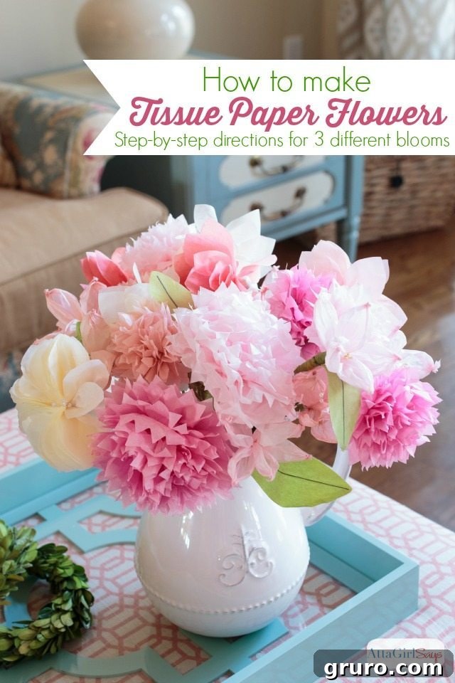 Monday's Creative Wellspring 2 Delicate handmade tissue paper flowers for decor
