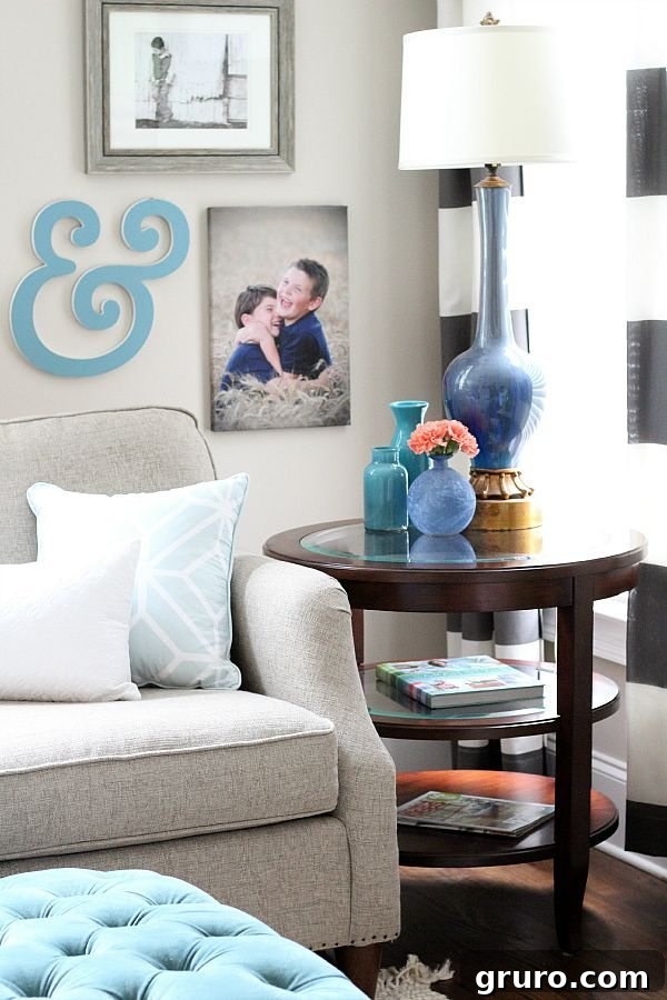 Crafting Your Perfect Gallery Wall 5 Gallery wall using a variety of blues