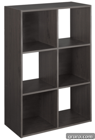 Rustic Charm Storage Cubes 2 Standard laminate ClosetMaid storage cube in expresso finish before transformation