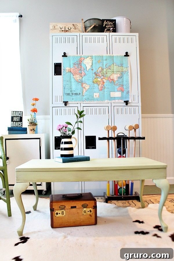 Queen Ann coffee table with a fresh new color at Refresh Restyle thrifty makeover