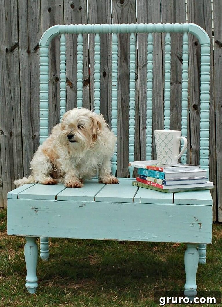 Repurposed and refreshed baby bed bench with paint and natural stain, a successful project from Refresh Restyle