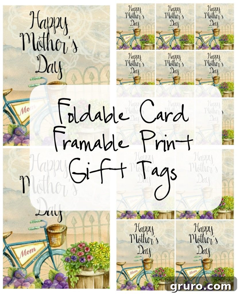 Mother's Day Foldable Card, Framable Print, and Gift Tags in a curated set