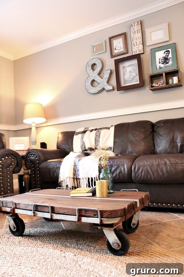 Build Your Industrial Cart Coffee Table 12 Rustic farmhouse style coffee table DIY project with a repurposed industrial cart base.