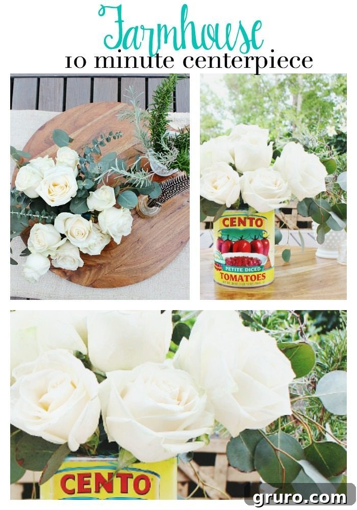 Untamed Farmhouse Florals 8 Farmhouse 10 minute centerpiece idea - fun and fabulous - great for a casual party or everyday decor inspiration