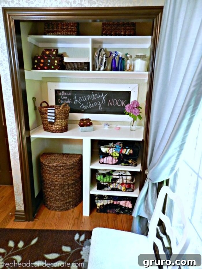 Red Head Can Decorate's clever Laundry Room Folding Nook