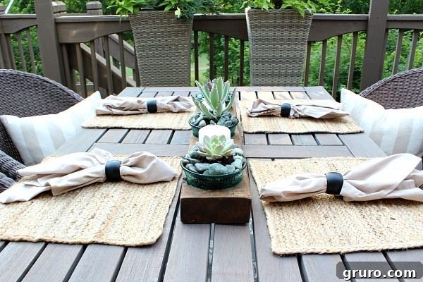 Succulents in Vintage container and more plants in Attention Grabbing Garden Containers at Refresh Restyle Summer table decor idea featuring succulents in Pioneer Woman bowls and a vintage sugar mold, perfect for outdoor entertaining.