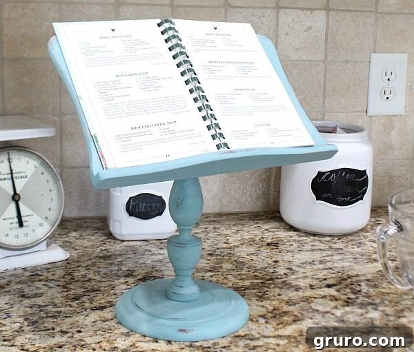 Smart Kitchen Tablet Stand: Easy & Inexpensive DIY 5 DIY iPad recipe book holder makeover with Folk Art chalk paint