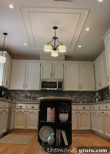Monday Motivation: May 15 5 Ceiling after removing fluorescent light box, ready for new lighting and molding installation, a DIY home renovation project.