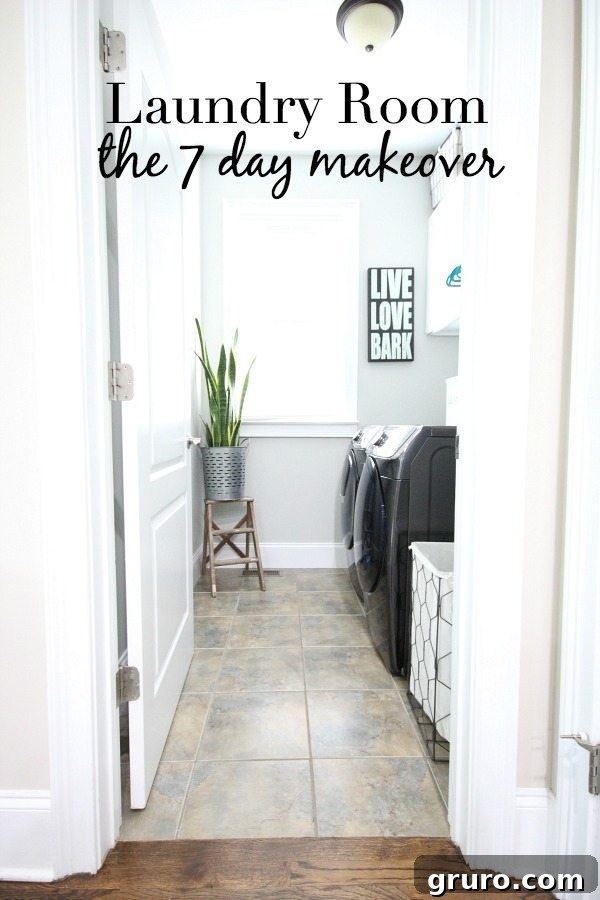 Transformed laundry room featuring sleek Samsung Black Stainless AddWash Washer and Dryer