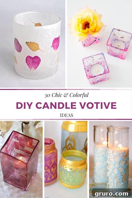 Upcycle and Repurposed - 30 Chic and Colorful DIY Candle Votive Ideas