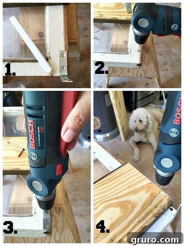 Upcycled Windows for Charming Garden Decor 4 Repurpose a window for a garden shelf - Repurposed Window is now a Garden Shelf - easy power tool challenge perfect for the patio at Refresh Restyle