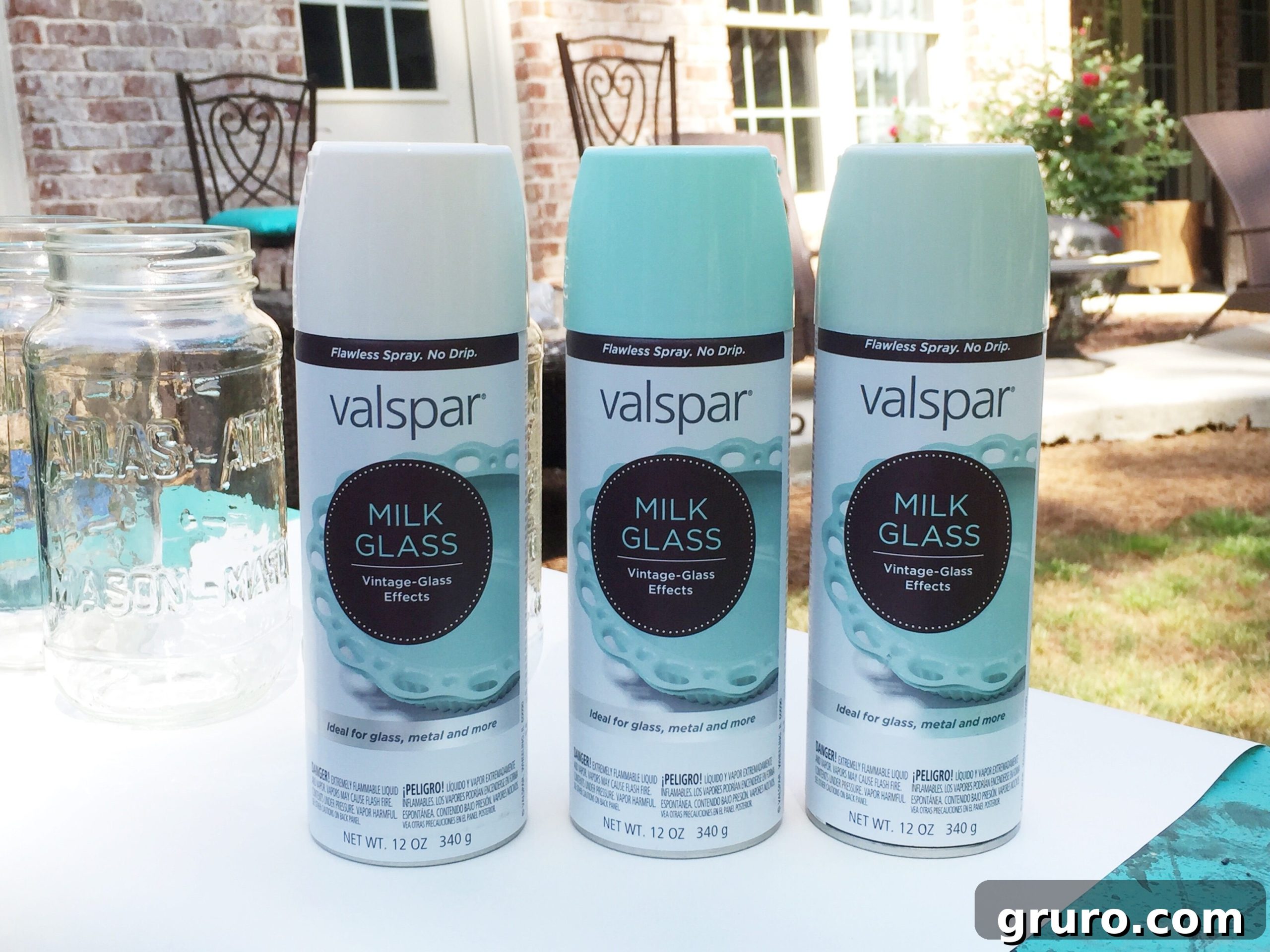 Faux Milk Glass Projects 4 Close-up of DIY milk glass jars showcasing smooth Valspar paint finish
