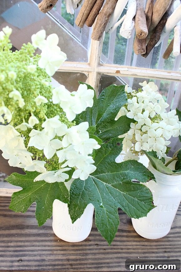 Finished milk glass jars, perfect for displaying fresh garden flowers