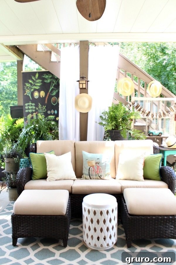 Summer patio make it feel like an inside room at refreshrestyle.com, featuring white curtains