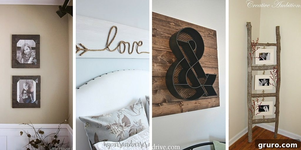 Rustic Home Decor DIY Inspirations 3 Collection of various rustic DIY home decor projects, showcasing unique ideas