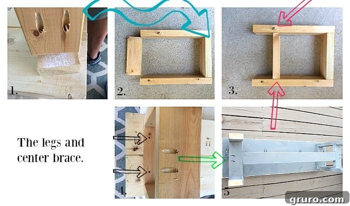 Farmhouse Bench Assembly Guide - Attaching legs and braces for a strong structure