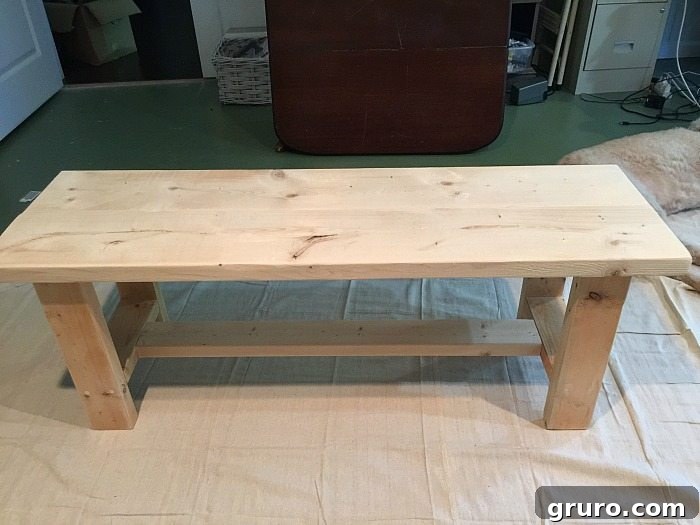 Unfinished Farmhouse Bench - Ready for paint or stain in DIY project