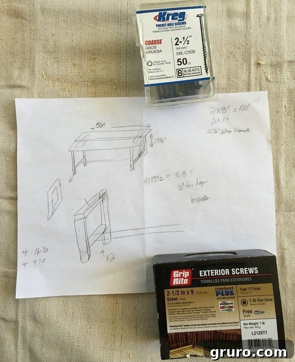 Detailed Farmhouse Bench Plans - DIY woodworking project with measurements