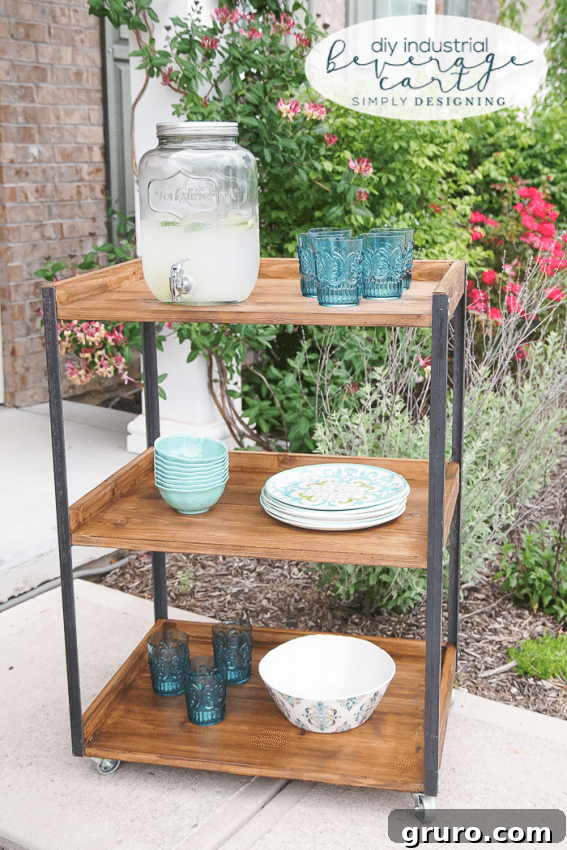 Monday Summer DIY Inspiration 6 A robust DIY industrial beverage cart, perfect for serving drinks at parties and adding a stylish functional piece to your home.