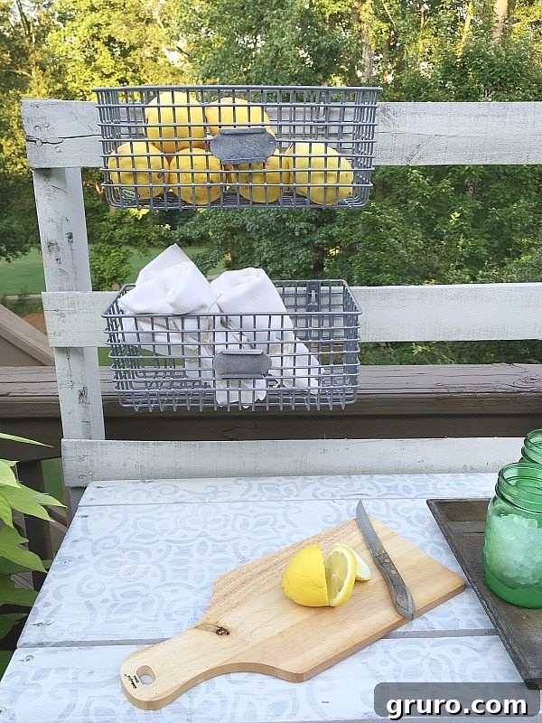 Rustic Farmhouse Pallet Potting Table 9 Rustic Pallet project - Dining -Rustic farmhouse serving area idea - Made from a pallet - outdoor potting table serves as buffet or drink service area