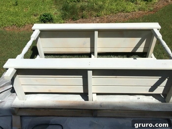 Rustic Farmhouse Pallet Potting Table 5 Spray paint it - Made from a pallet - outdoor potting table serves as buffet or drink service area