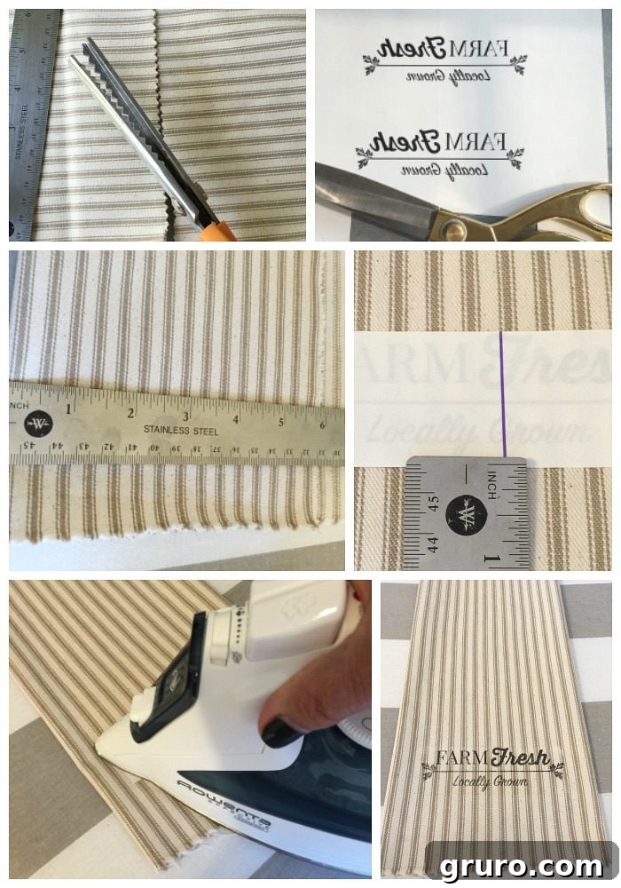 Countryside Charm Napkin Craft 3 Detailed instructions on how to make beautiful farmhouse napkins with just one yard of fabric and a free printable.