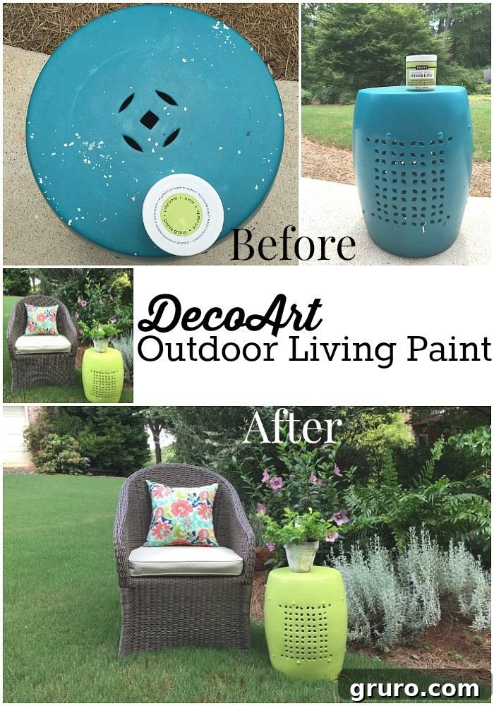 Trash to treasure outdoor makeover - Outdoor garden stool makeover with DecoArt Americana Decor outdoor living paint Trash to treasure outdoor makeover - Outdoor stool makeover with DecoArt Americana Decor outdoor living paint