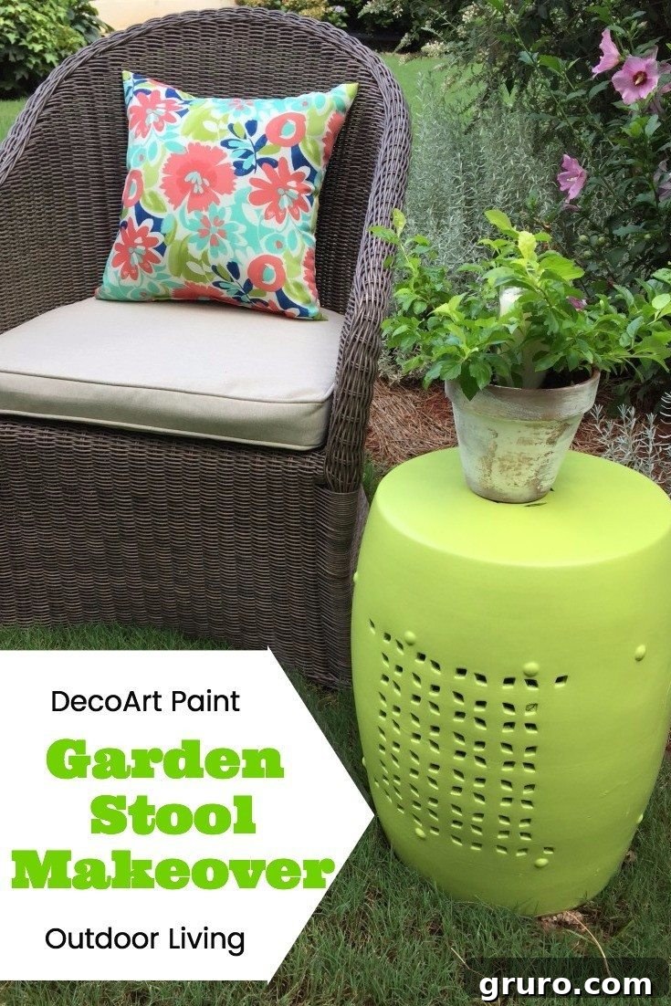 Outdoor Paint Magic for Garden Stools 4 Garden Stool Makeover with DecoArt outdoor living paint