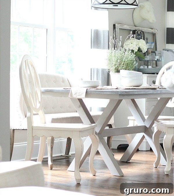 Gray Farmhouse Table Makeover - Better Homes and Gardens Maddox Crossing Dining Table Gray Farmhouse Table Makeover - Better Homes and Gardens Maddox Crossing Dining Table, showcasing the finished look