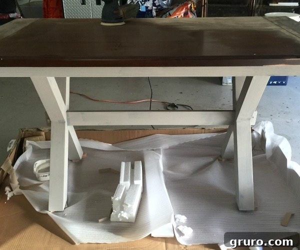 Rustic Charm X-Base Dining Table 3 Creating an x-based farmhouse table with a painted base