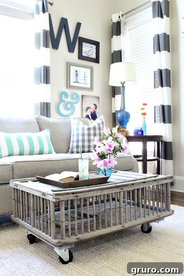DIY chicken coop coffee table with storage, easy farmhouse look