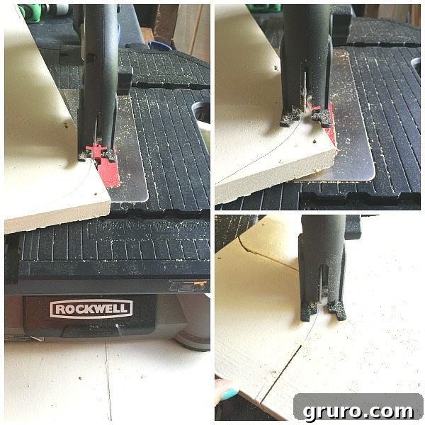 Shaping the rounded edges of a DIY wooden board using a Rockwell Bladerunner