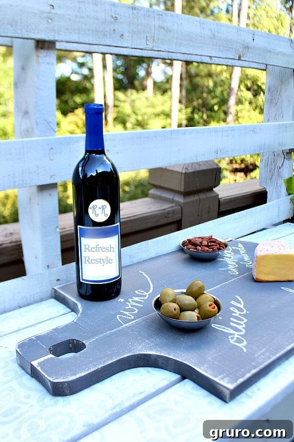 Handmade rustic wooden serving board, ideal for decorative kitchen accents